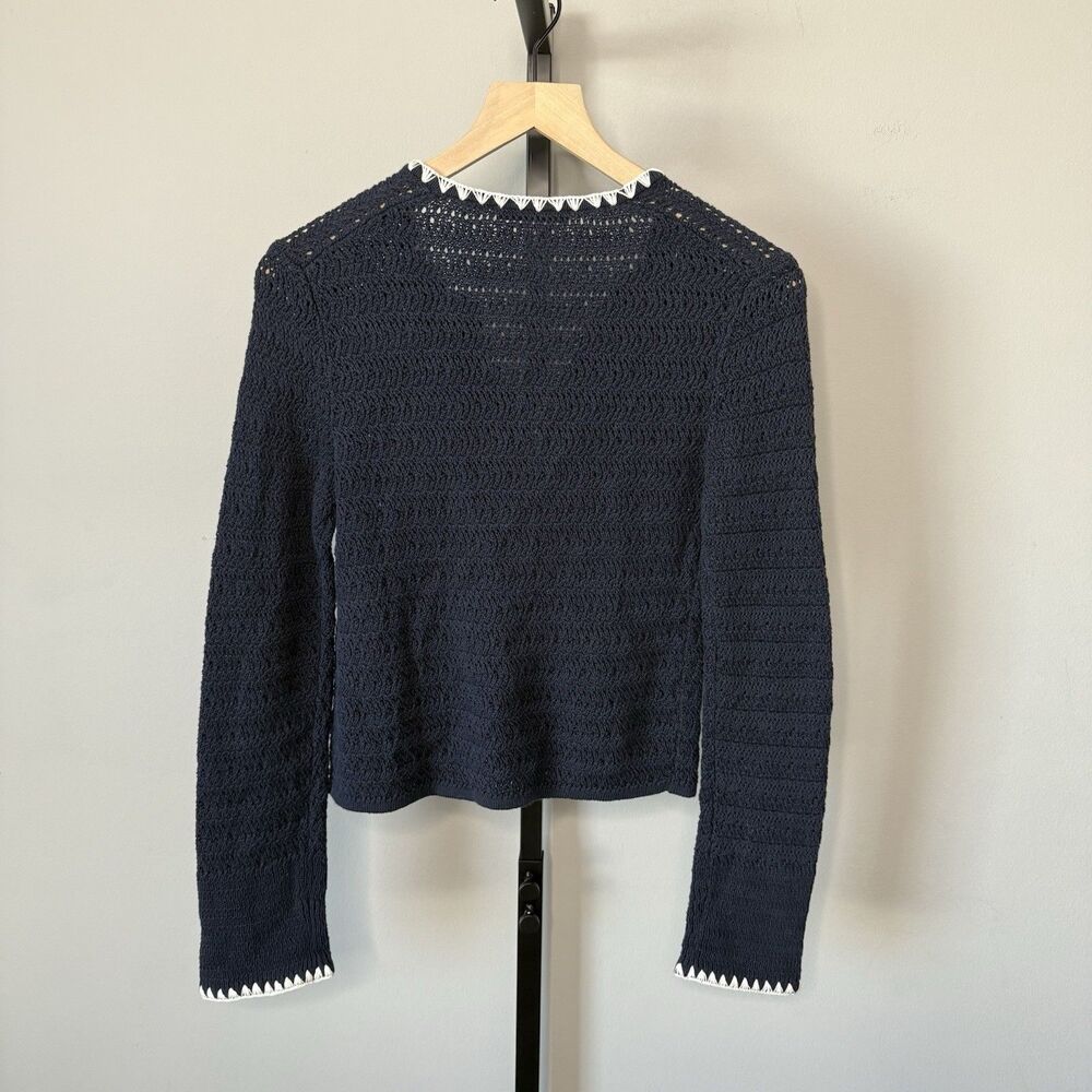 Abercrombie & Fitch Crochet Style Navy Crew Cardigan Size XS - Picture 6 of 6
